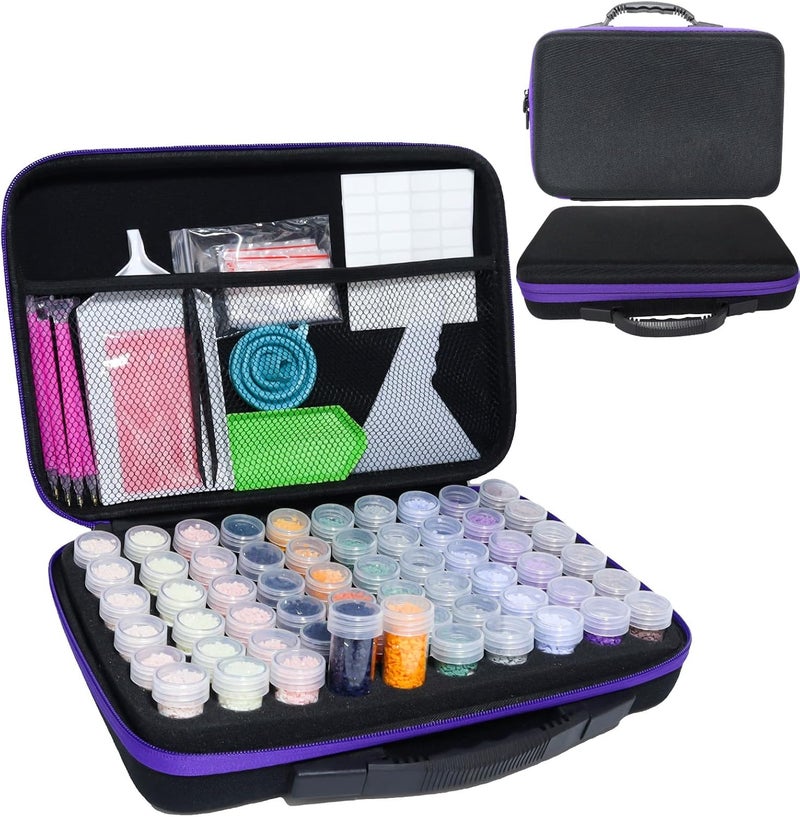 LEIYULY 60 Slots Storage Container for Diamond Art Kits with Diamond Art pens Tools and Portable Bead Storage Boxes, Diamond Art Storage Case and Diamond Art Storage Case - Image 1